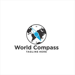 world compass logo design silhouette icon vector