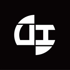 UI Logo monogram with slice circle shape rotate design template