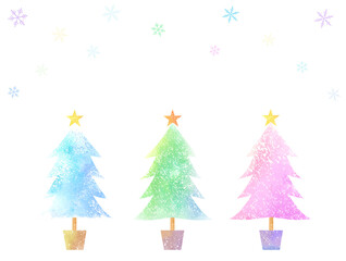 キラキラした水彩のクリスマスツリー