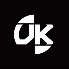 VK Logo monogram with slice circle shape rotate design template