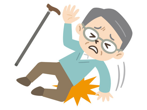 転倒して怪我をしたシニア男性