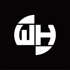WH Logo monogram with slice circle shape rotate design template