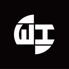 WI Logo monogram with slice circle shape rotate design template