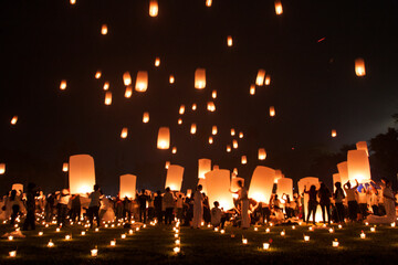 the lantern festival in the courtyard of the Borobudur temple, Magelang, Central Java