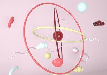 Colorful geometric shapes, 3d illustration, 3d rendering