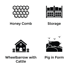 Agriculture Farm Solid Icons Set