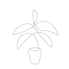 Plant line drawing on white background. Vector illustration