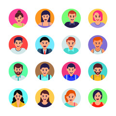 Different Avatars Flat Icons Set 