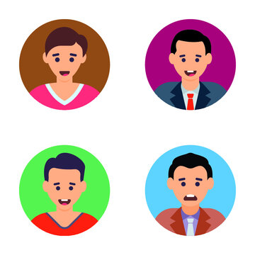 Male and Female Avatars Flat Icons Pack 