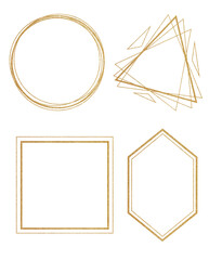 Golden frames. Glitter gold frame texture illustration. Baby nursery invite. Geometric frames. Wedding frame. Babe shower, bridal shower, party card.