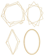 Golden frames. Glitter gold frame texture illustration. Bridal shower. Baby nursery invite. Geometric frames. Wedding frame.