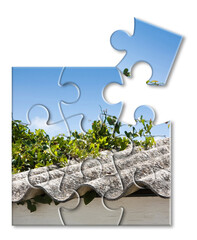 Asbestos removal  - concept image in jigsaw puzzle shape