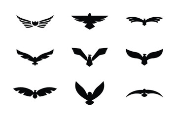 Obraz na płótnie Canvas Flying Eagles Solid Icon Pack