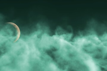 Abstract background design illustration of mystic smoke with moon concept you can use for any design purposes