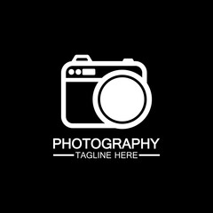 photography camera logo icon vector design template isolated on black background