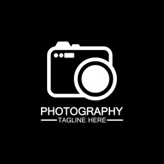 photography camera logo icon vector design template isolated on black background
