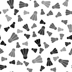 Black Badminton shuttlecock icon isolated seamless pattern on white background. Sport equipment. Vector Illustration.