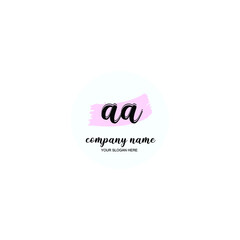 AA Initial handwriting logo template vector