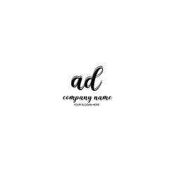 AD Initial handwriting logo template vector