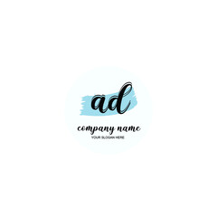 AD Initial handwriting logo template vector