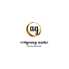 AG Initial handwriting logo template vector
