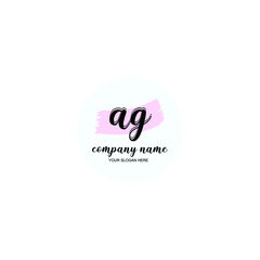AG Initial handwriting logo template vector
