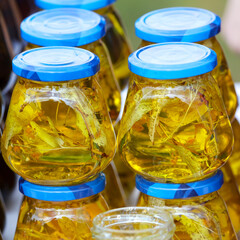 Yellow jam from plants on the market