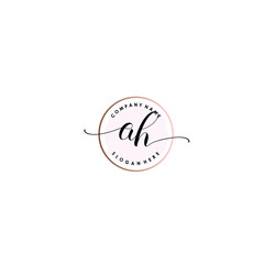 AH Initial handwriting logo template vector
