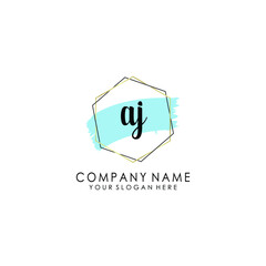 AJ Initial handwriting logo template vector
