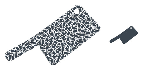 Vector butchery knife composition is organized with randomized recursive butchery knife elements. Recursive composition of butchery knife.