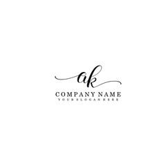 AK Initial handwriting logo template vector
