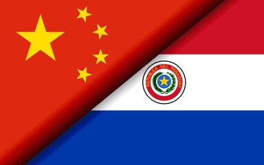 Flags of the China and Paraguay divided diagonally