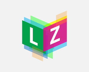 Letter LZ logo with colorful geometric shape, letter combination logo design for creative industry, web, business and company. - obrazy, fototapety, plakaty