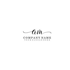 AM Initial handwriting logo template vector