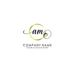 AM Initial handwriting logo template vector