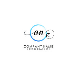 AN Initial handwriting logo template vector