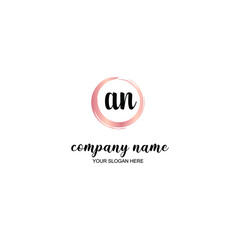 AN Initial handwriting logo template vector