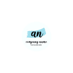 AN Initial handwriting logo template vector