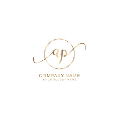 AP Initial handwriting logo template vector