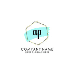 AP Initial handwriting logo template vector