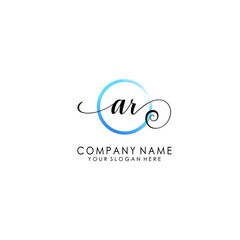 AR Initial handwriting logo template vector