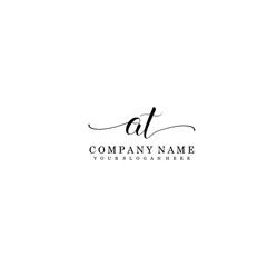 AT Initial handwriting logo template vector