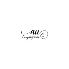 AU Initial handwriting logo template vector

