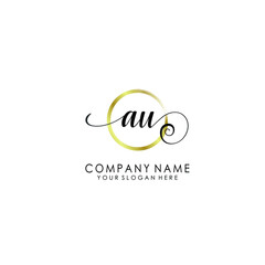 AU Initial handwriting logo template vector
