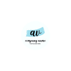 AV Initial handwriting logo template vector
