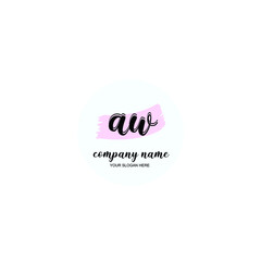 AW Initial handwriting logo template vector
