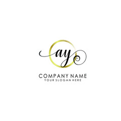 AY Initial handwriting logo template vector
