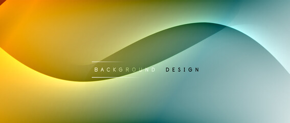 Fluid gradient waves with shadow lines and glowing light effect, modern flowing motion abstract background for cover, placards, poster, banner or flyer