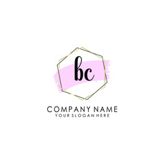BC Initial handwriting logo template vector