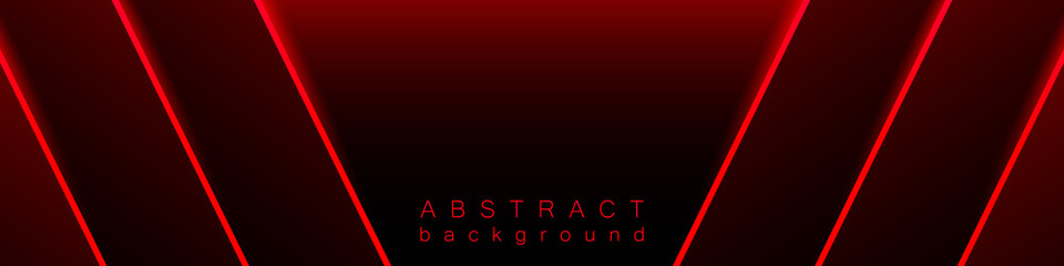 Red geometric shapes, shimmering stripes and lines on a dark gradient. Modern abstract graphic design background.